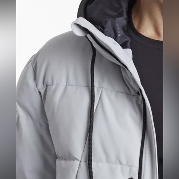 PERRY ELLIS light gray & black puffer tech jacket coat  Size L NWT winter ski - Picture 7 of 12